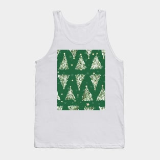 Holiday christmas tree over emerald green background Tank Top